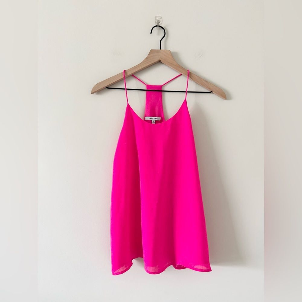 Naked Zebra Bright Pink Cross Hatch Camisole Tank Top Size S